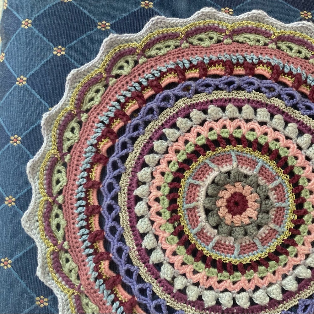 mandala throw pillow (crocheted by me) - Picture 3 of 4